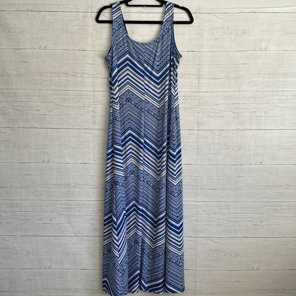 Glamour Blue Striped Pattern Maxi Dress | SIZE 10P - Picture 2 of 8
